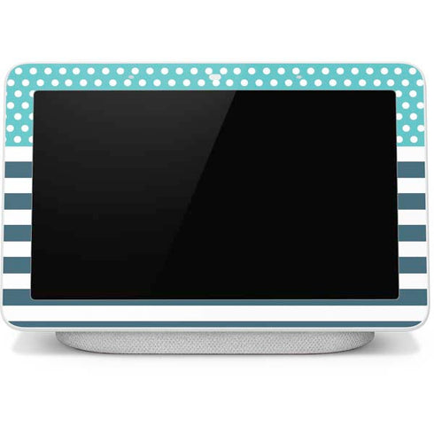 Polka Dots and Stripes Heart in Blue Google Home Hub Skin
