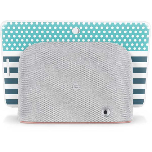 Polka Dots and Stripes Heart in Blue Google Home Hub Skin