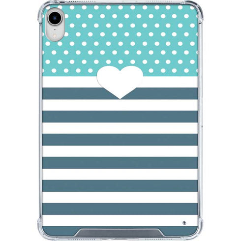 Polka Dots and Stripes Heart in Blue iPad 11th Gen (2025) Clear Case