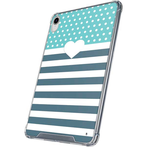 Polka Dots and Stripes Heart in Blue iPad 11th Gen (2025) Clear Case