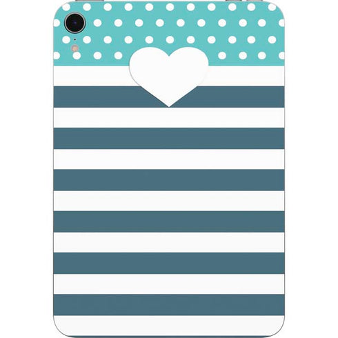 Polka Dots and Stripes Heart in Blue Apple iPad Mini Skin