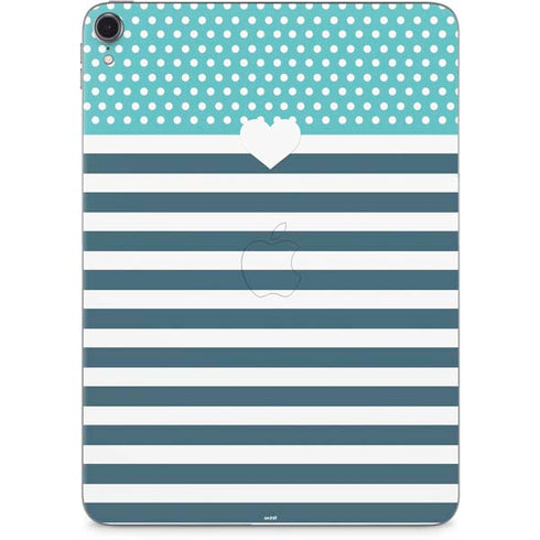 Polka Dots and Stripes Heart in Blue Apple iPad Pro Skin