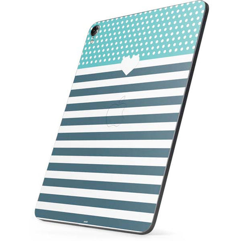 Polka Dots and Stripes Heart in Blue Apple iPad Pro Skin
