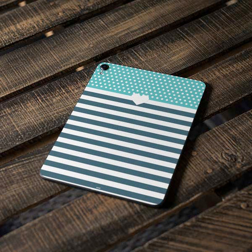 Polka Dots and Stripes Heart in Blue Apple iPad Pro Skin