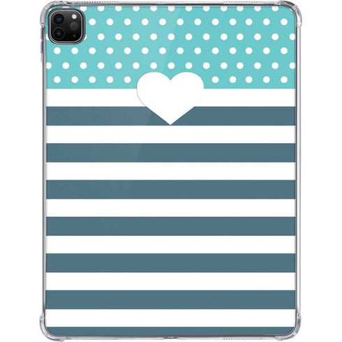 Polka Dots and Stripes Heart in Blue iPad Pro 11in (2024) Clear Case