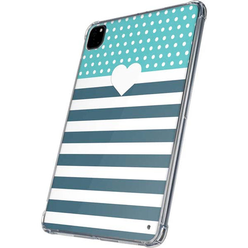 Polka Dots and Stripes Heart in Blue iPad Pro 11in (2024) Clear Case