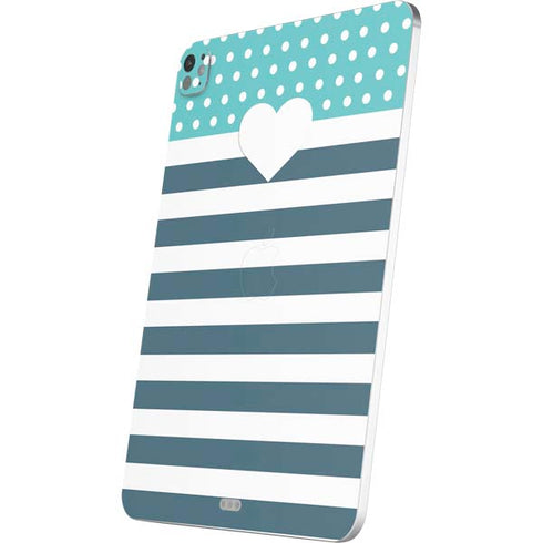 Polka Dots and Stripes Heart in Blue iPad Pro 13in M4 (2024) Skin
