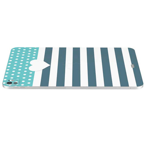 Polka Dots and Stripes Heart in Blue iPad Pro 13in M4 (2024) Skin