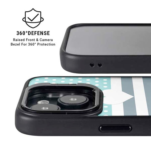 Polka Dots and Stripes Heart in Blue iPhone 13 Kickstand Case