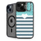 Polka Dots and Stripes Heart in Blue iPhone 14 Kickstand Case