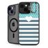 Polka Dots and Stripes Heart in Blue iPhone 14 Kickstand Case