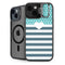 Polka Dots and Stripes Heart in Blue iPhone 14 Plus Kickstand Case