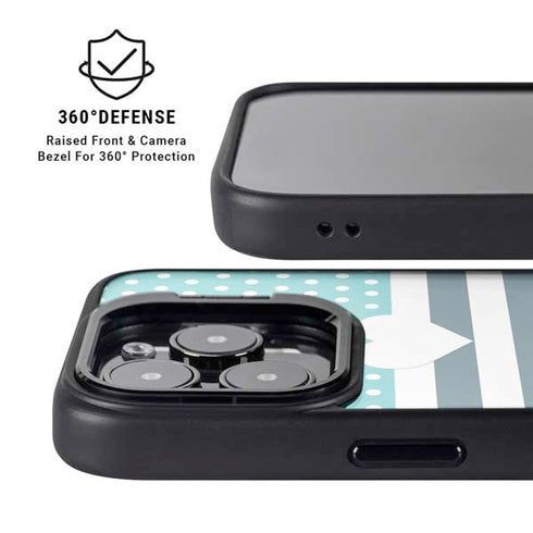 Polka Dots and Stripes Heart in Blue iPhone 14 Pro Kickstand Case