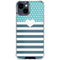 Polka Dots and Stripes Heart in Blue iPhone 15 Clear Case