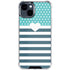 Polka Dots and Stripes Heart in Blue iPhone 15 Clear Case