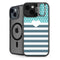 Polka Dots and Stripes Heart in Blue iPhone 15 Plus Kickstand Case