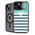 Polka Dots and Stripes Heart in Blue iPhone 15 Plus Kickstand Case
