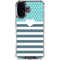 Polka Dots and Stripes Heart in Blue iPhone 16 Clear Case