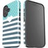 Polka Dots and Stripes Heart in Blue iPhone 16 Impact Case