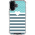 Polka Dots and Stripes Heart in Blue iPhone 16 Plus Clear Case