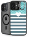 Polka Dots and Stripes Heart in Blue iPhone 16 Plus Kickstand Case