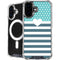 Polka Dots and Stripes Heart in Blue iPhone 16 Plus MagSafe Case