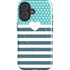Polka Dots and Stripes Heart in Blue iPhone 16 Plus Magsafe Impact Case