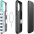 Polka Dots and Stripes Heart in Blue iPhone 16 Plus Magsafe Impact Case
