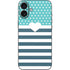 Polka Dots and Stripes Heart in Blue iPhone 16 Plus Skin