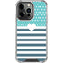 Polka Dots and Stripes Heart in Blue iPhone 16 Pro Clear Case