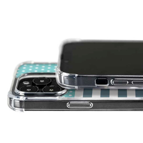 Polka Dots and Stripes Heart in Blue iPhone 16 Pro MagSafe Case