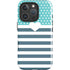 Polka Dots and Stripes Heart in Blue iPhone 16 Pro Max Impact Case