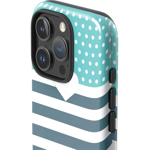 Polka Dots and Stripes Heart in Blue iPhone 16 Pro Max Impact Case