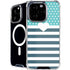 Polka Dots and Stripes Heart in Blue iPhone 16 Pro Max MagSafe Case