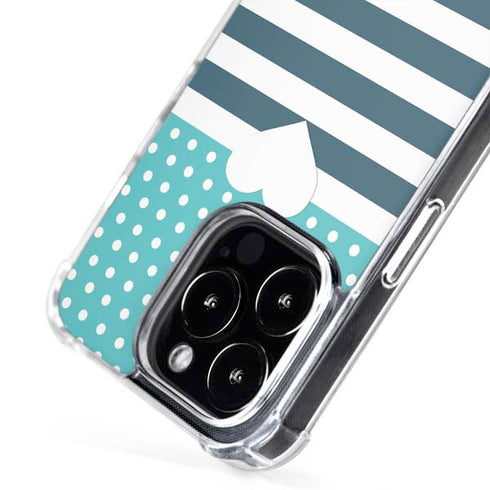 Polka Dots and Stripes Heart in Blue iPhone 16 Pro Max MagSafe Case