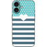 Polka Dots and Stripes Heart in Blue iPhone 16 Skin