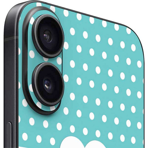 Polka Dots and Stripes Heart in Blue iPhone 16 Skin