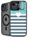Polka Dots and Stripes Heart in Blue iPhone 16e Kickstand Case