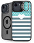 Polka Dots and Stripes Heart in Blue iPhone 16e Kickstand Case