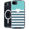 Polka Dots and Stripes Heart in Blue iPhone 16e MagSafe Case
