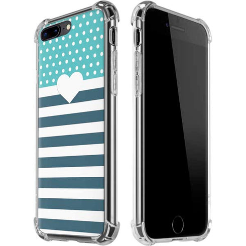 Polka Dots and Stripes Heart in Blue iPhone Cases