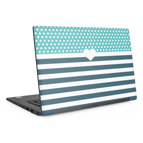 Polka Dots and Stripes Heart in Blue Dell Latitude Skin