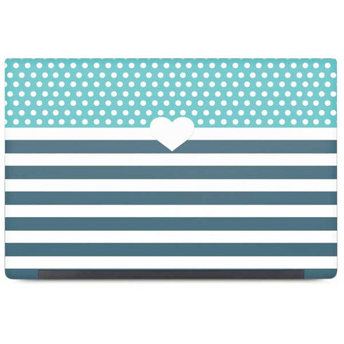 Polka Dots and Stripes Heart in Blue Dell Latitude Skin