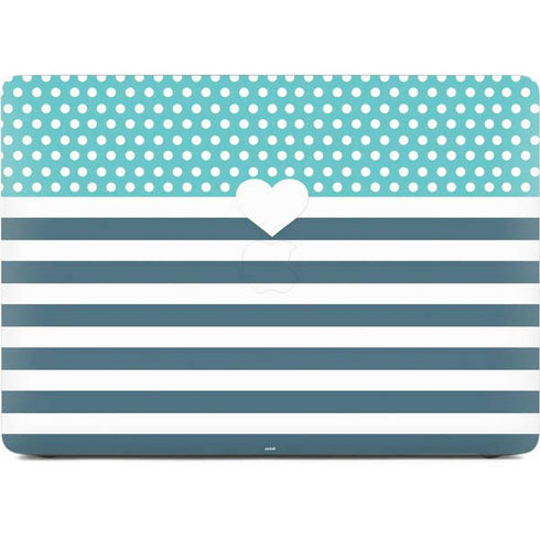 Polka Dots and Stripes Heart in Blue Apple MacBook Air Skin
