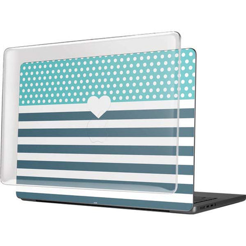 Polka Dots and Stripes Heart in Blue MacBook Pro 14in (2021-24) Case plus Skin