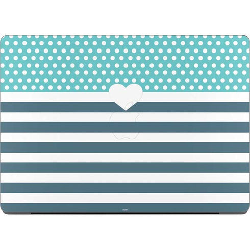 Polka Dots and Stripes Heart in Blue Apple MacBook Pro 14-inch Skin