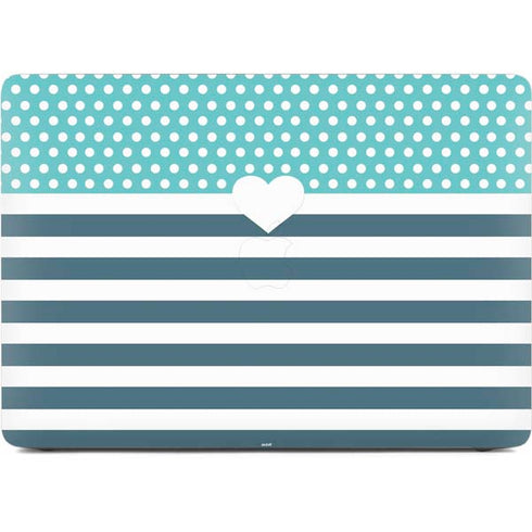 Polka Dots and Stripes Heart in Blue Apple MacBook Pro 16-inch Skin