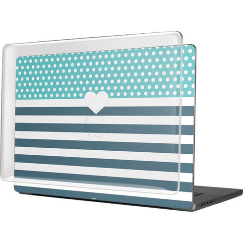 Polka Dots and Stripes Heart in Blue MacBook Cases