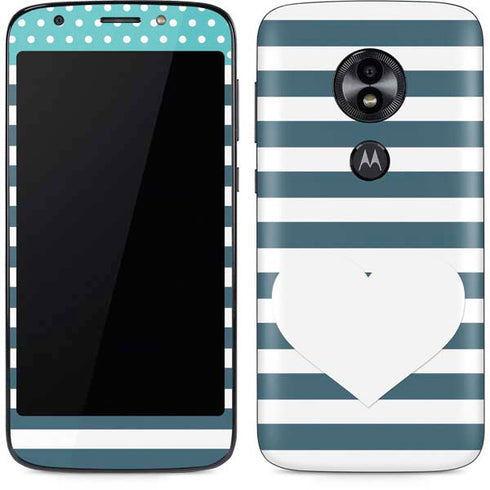 Polka Dots and Stripes Heart in Blue Moto E5 Play Skin