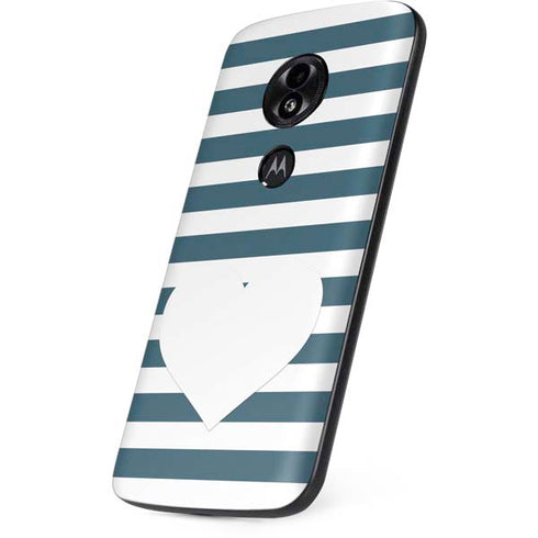 Polka Dots and Stripes Heart in Blue Moto E5 Play Skin